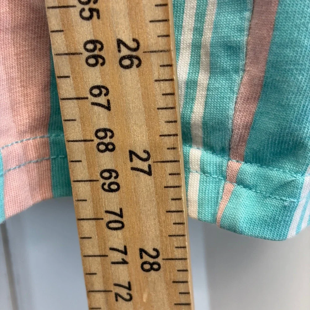 Guess Los Angeles Preppy Logo Striped Tee Men Size M Pastel Summer Beach Classic - Picture 5 of 9